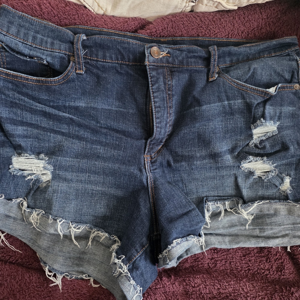 Distressed Dark Blue Denim Women’s Shorts